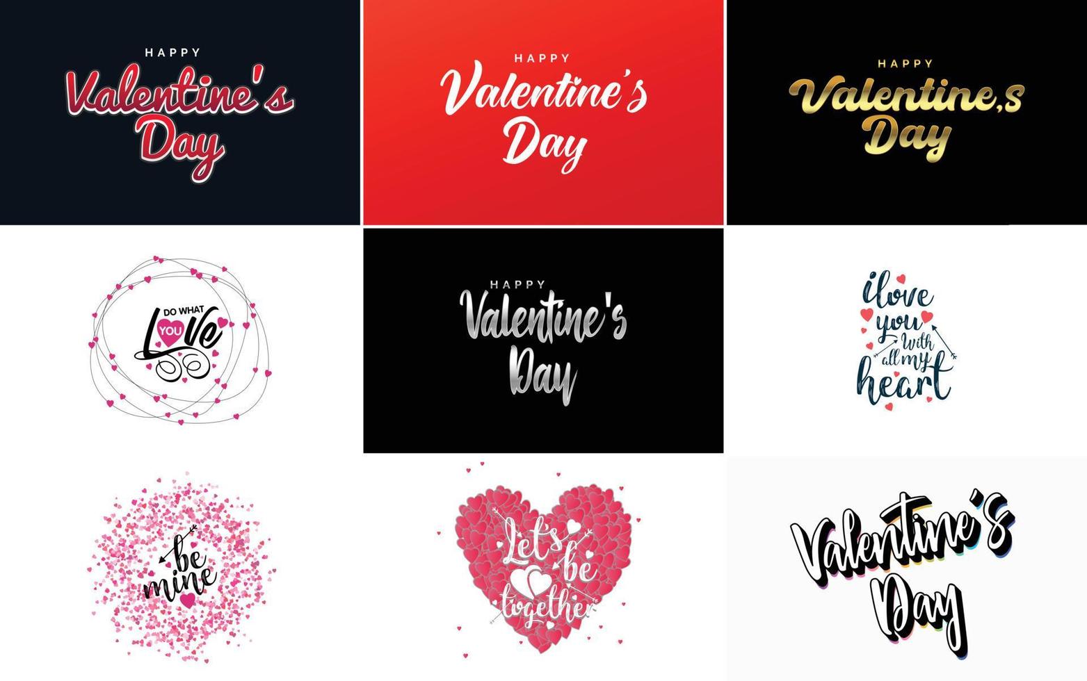 Happy Valentine's Day typography poster with handwritten calligraphy text. isolated on white background vector illustration