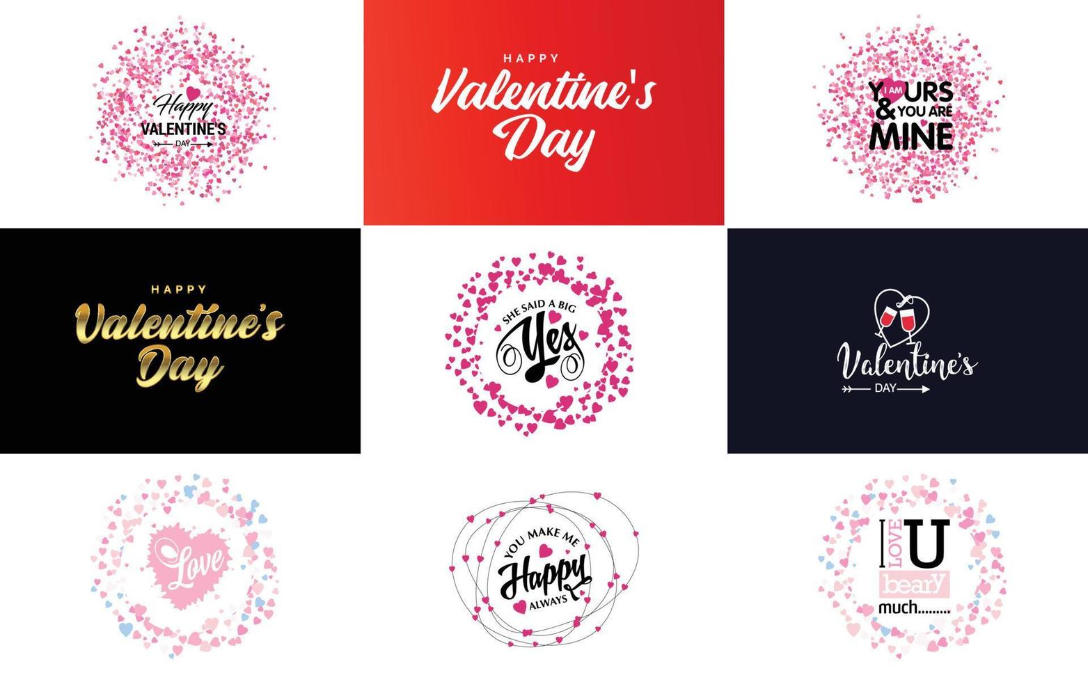 Happy Valentine's Day banner template with a romantic theme and a red color scheme vector