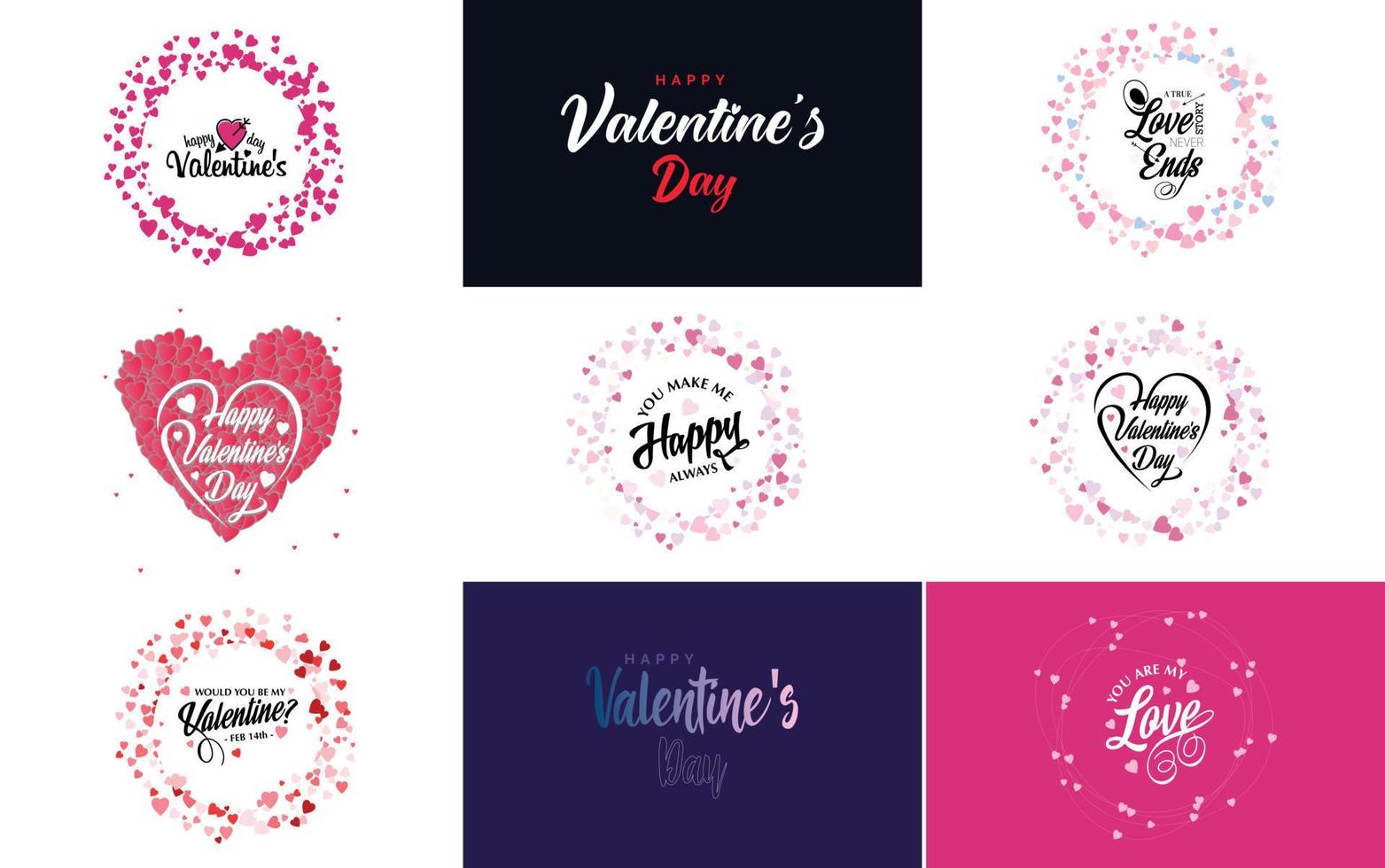 Happy Valentine's Day typography poster with handwritten calligraphy text. isolated on white background vector illustration