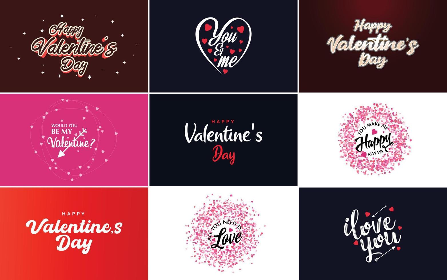 Happy Valentine's Day typography poster with handwritten calligraphy text. isolated on white background vector illustration