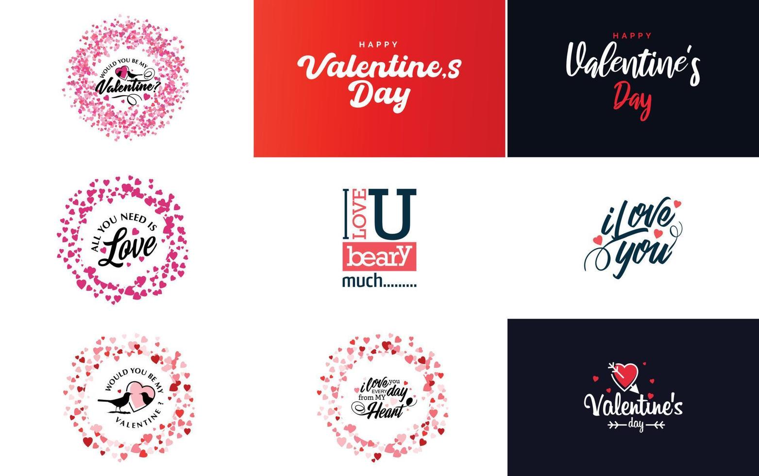 Happy Valentine's Day typography poster with handwritten calligraphy text. isolated on white background vector illustration