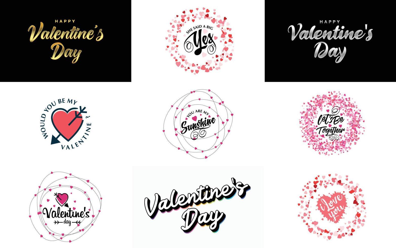 Happy Valentine's Day hand lettering calligraphy text and heart. isolated on white background vector illustration