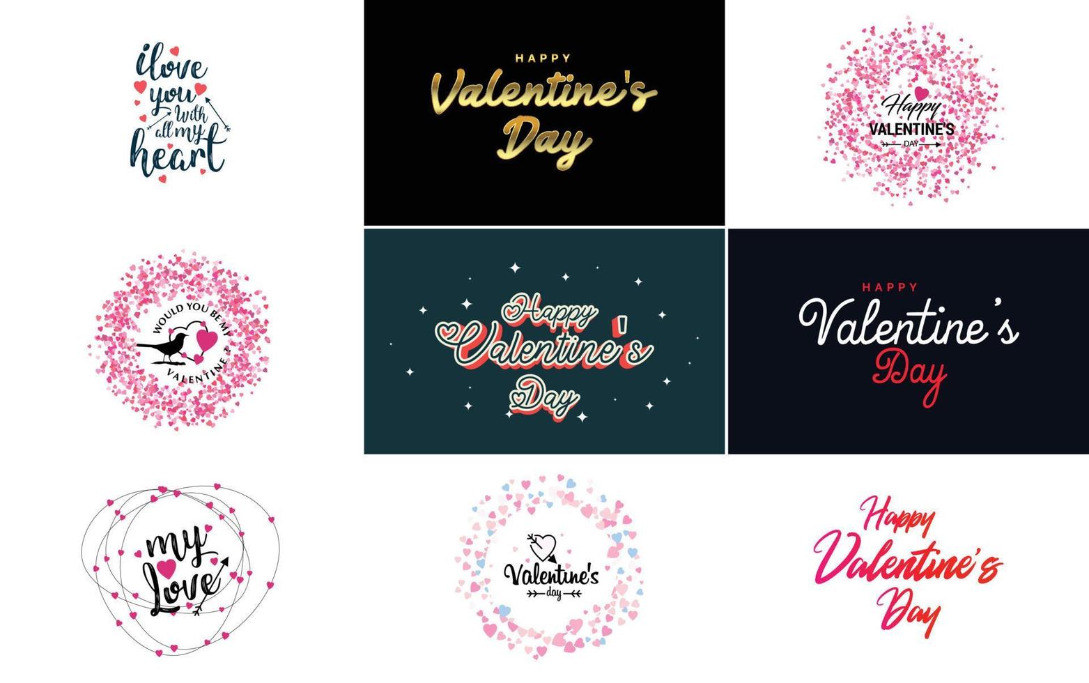Happy Valentine's Day typography poster with handwritten calligraphy text. isolated on white background vector illustration