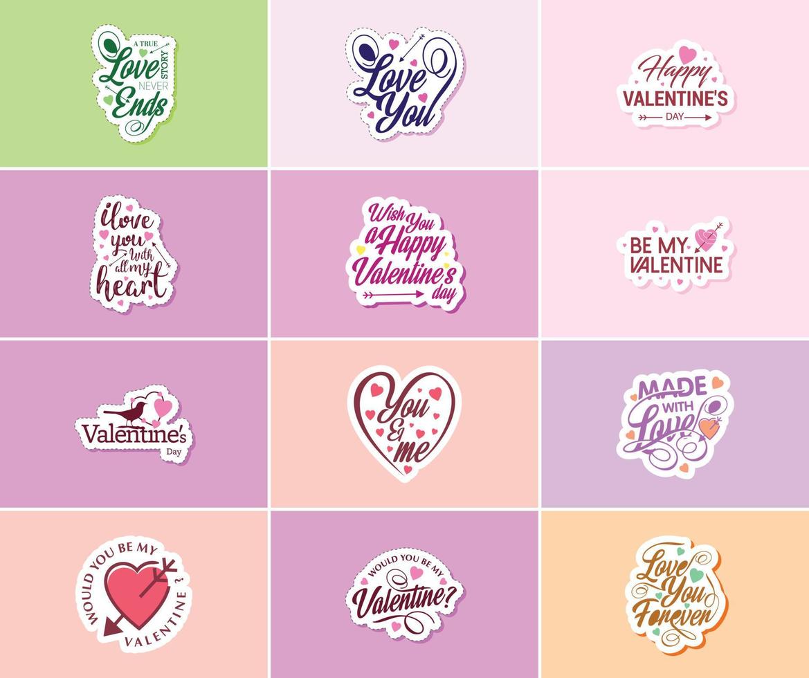 Celebrating the Power of Love on Valentine's Day with Beautiful Design Stickers vector