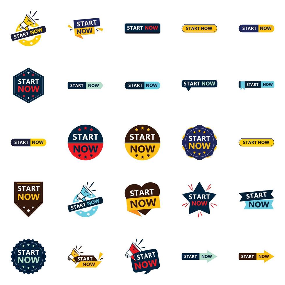 25 Versatile Typographic Banners for promoting starting across platforms vector