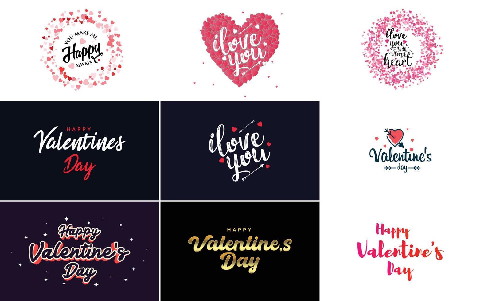 Happy Valentine's Day hand-drawn lettering vector illustration suitable for use in design of flyers. invitations. posters. brochures. and banners