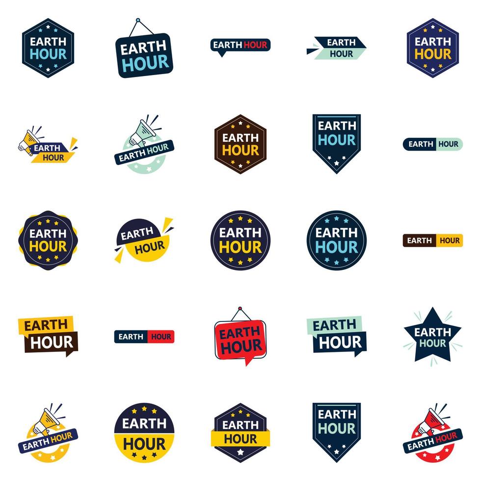 25 Editable Vector Designs in the Earth Hour Bundle Perfect for Personalized Environmental Campaigns