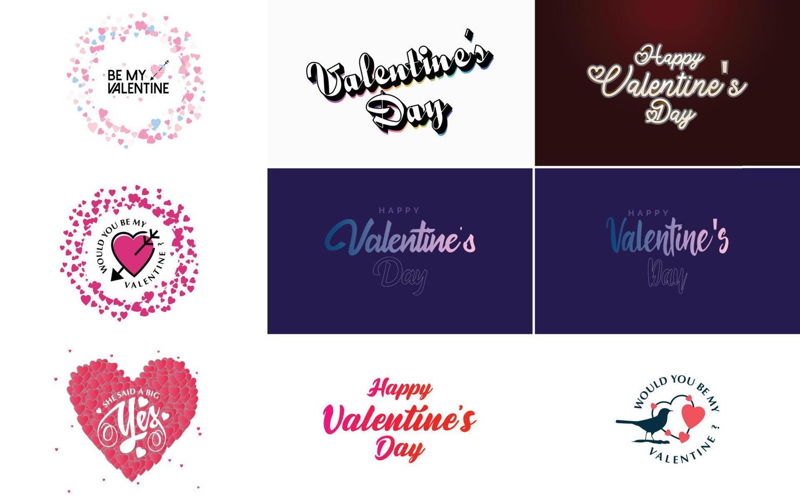 plantilla de banner de feliz día de san valentín con un tema romántico y un esquema de color rosa y rojo vector