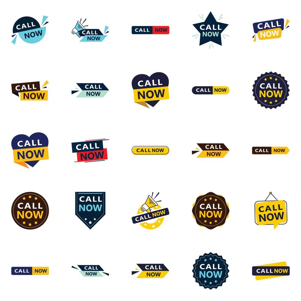 Call Now 25 Unique Typographic Designs to drive engagement and phone calls vector