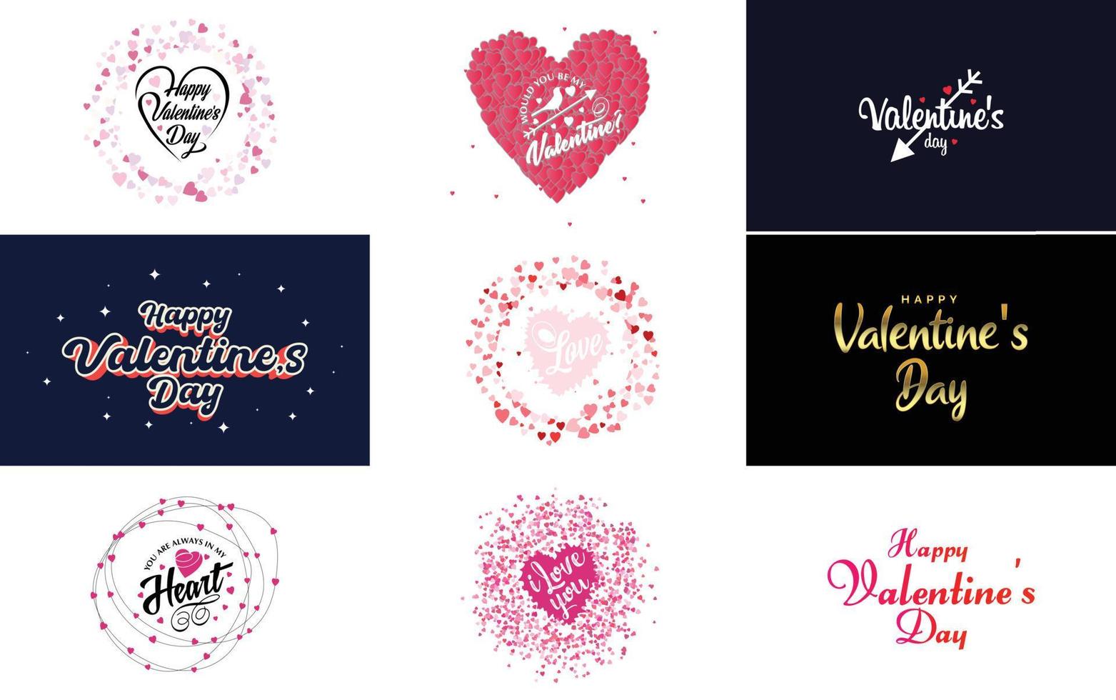 Happy Valentine's Day typography poster with handwritten calligraphy text. isolated on white background vector illustration