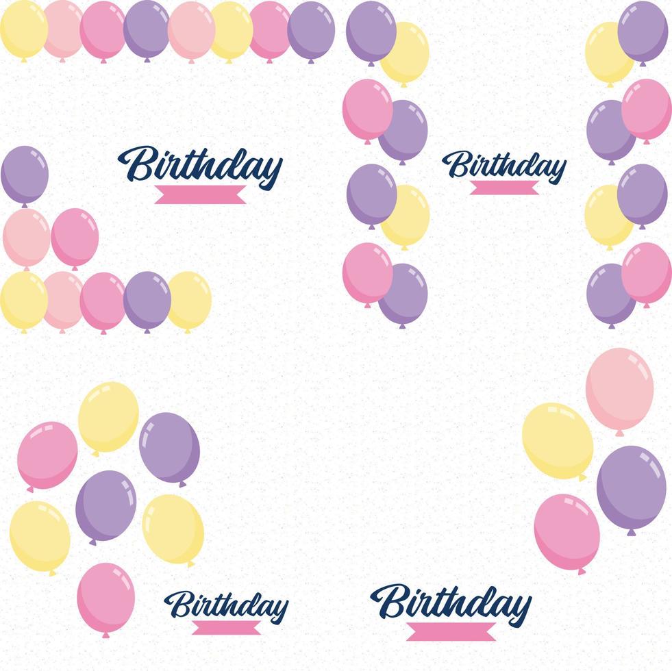 Elegant golden. blue. silver. and white balloon and cloth bunting party popper ribbonHappy Birthday celebration card banner template vector