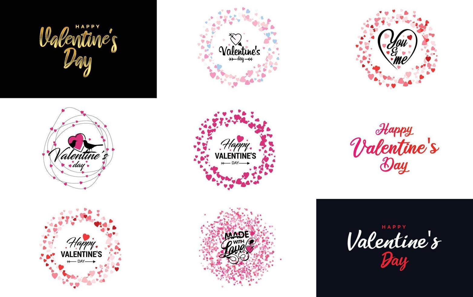 Happy Valentine's Day typography design with a heart-shaped balloon and a gradient color scheme vector