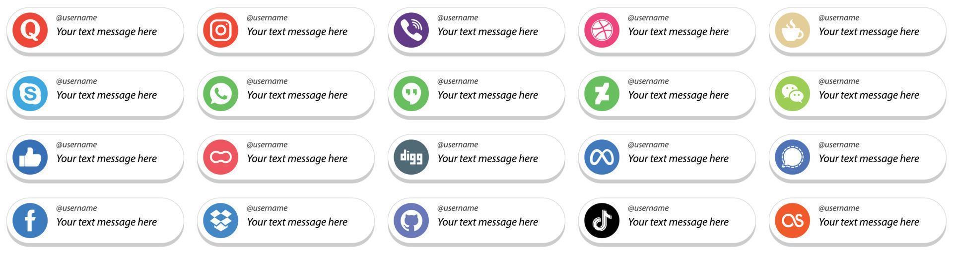 personalizable sígueme conjunto de iconos de redes sociales 20 iconos como wechat. Hangouts de Google. regatear iconos de whatsapp y skype. premium y de alta calidad vector