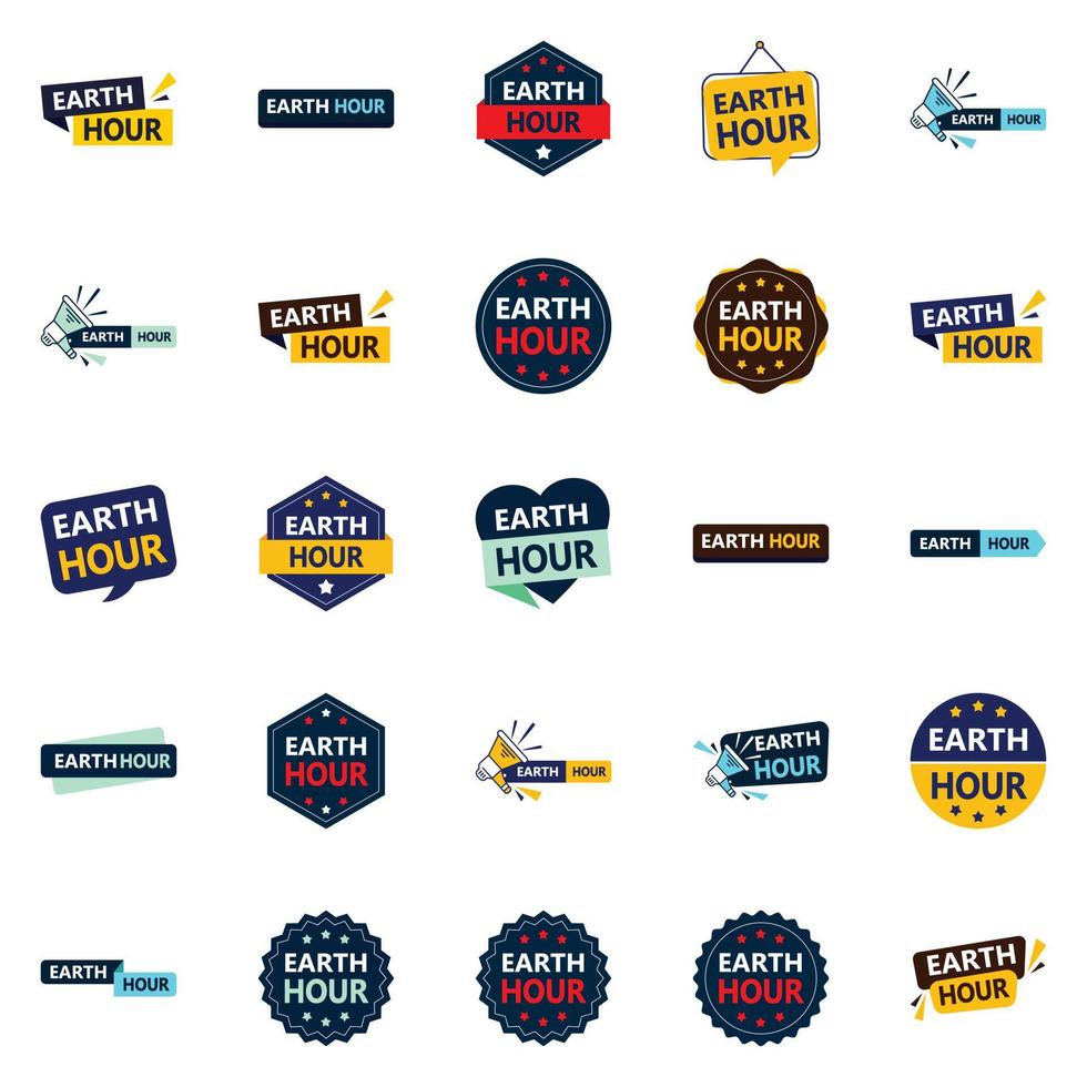 25 Customizable Vector Designs in the Earth Hour Pack Perfect for Eco friendly Advertising