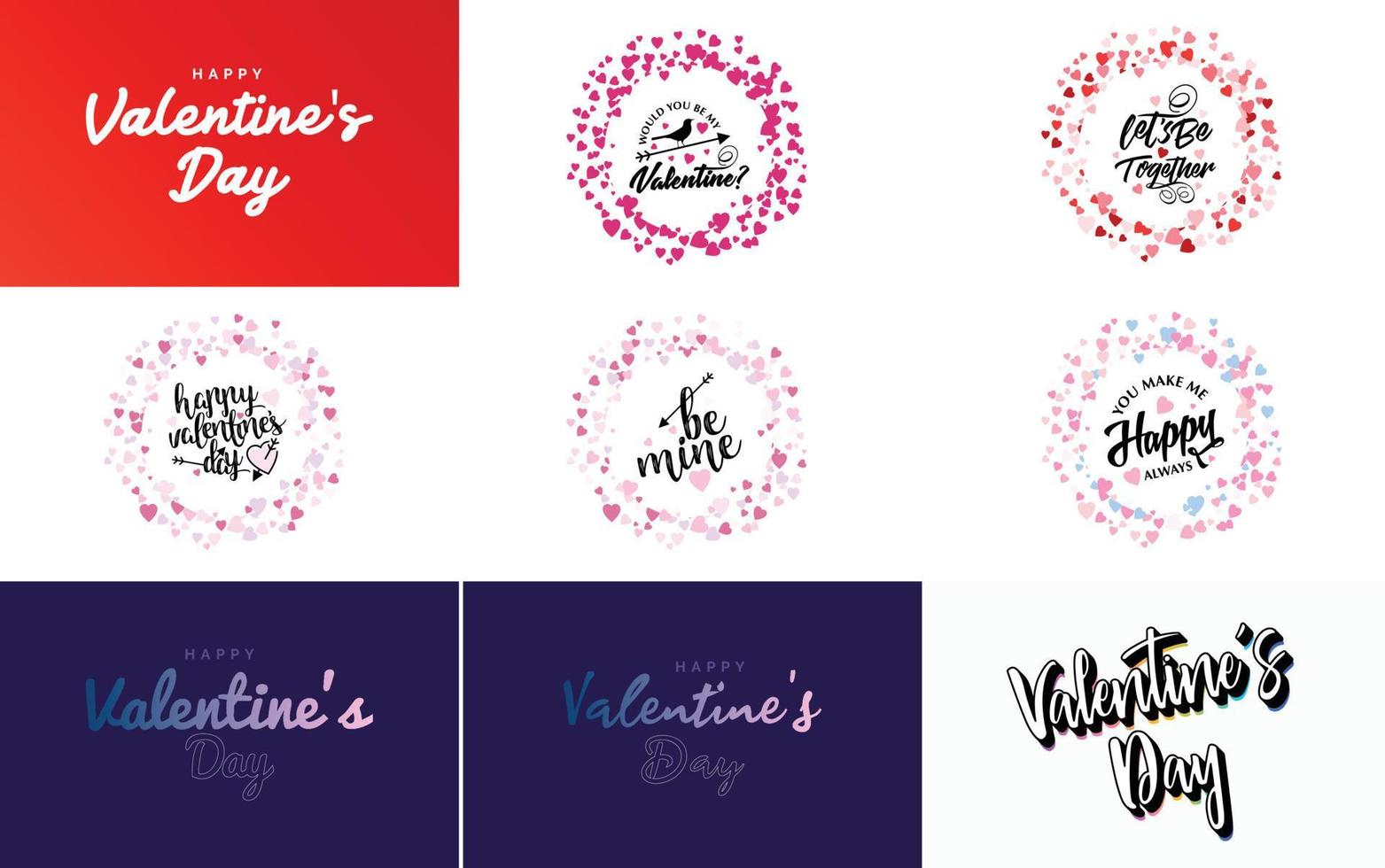 Happy Valentine's Day typography poster with handwritten calligraphy text. isolated on white background vector illustration