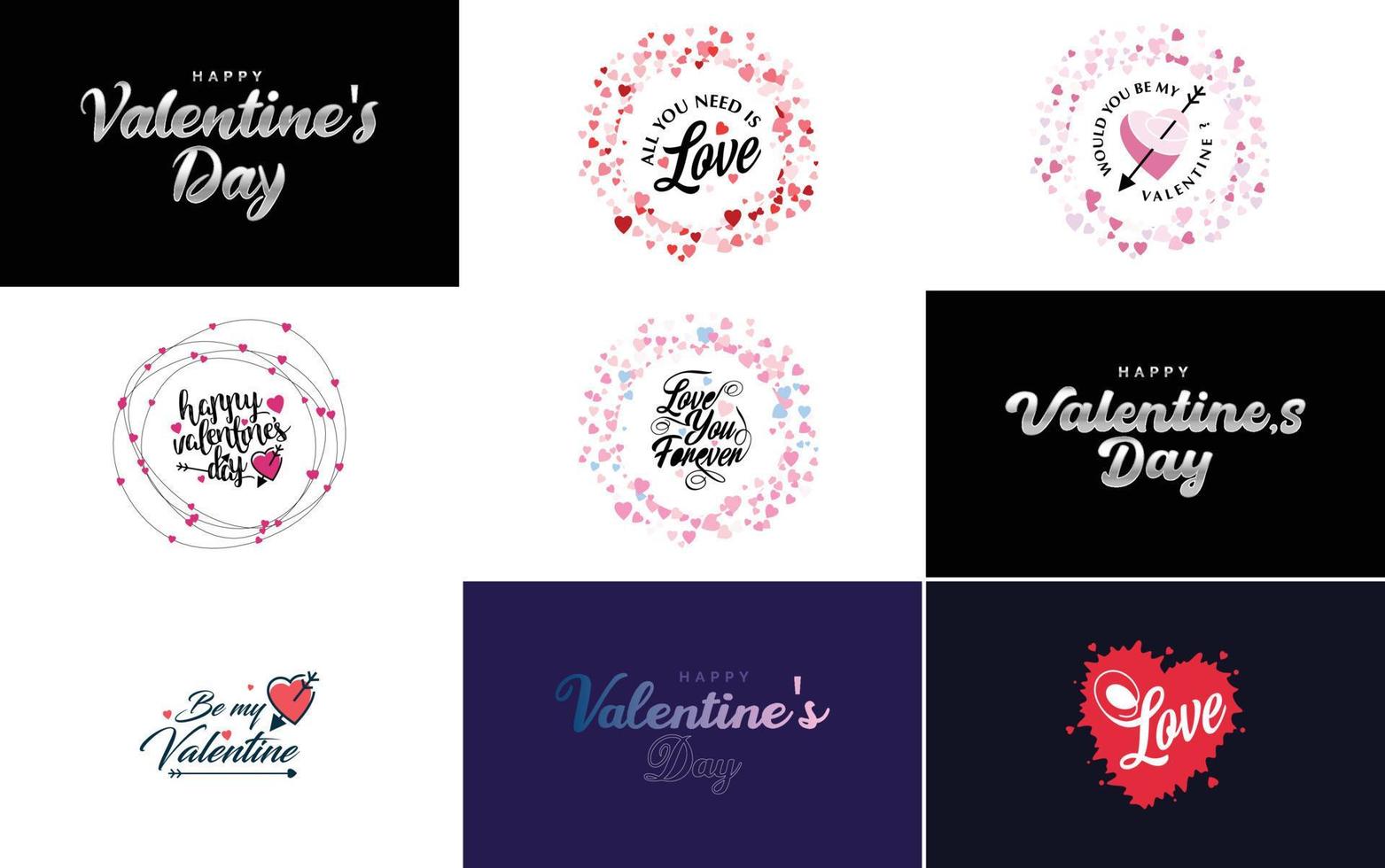 Happy Valentine's Day greeting card template with a romantic theme and a red and pink color scheme vector