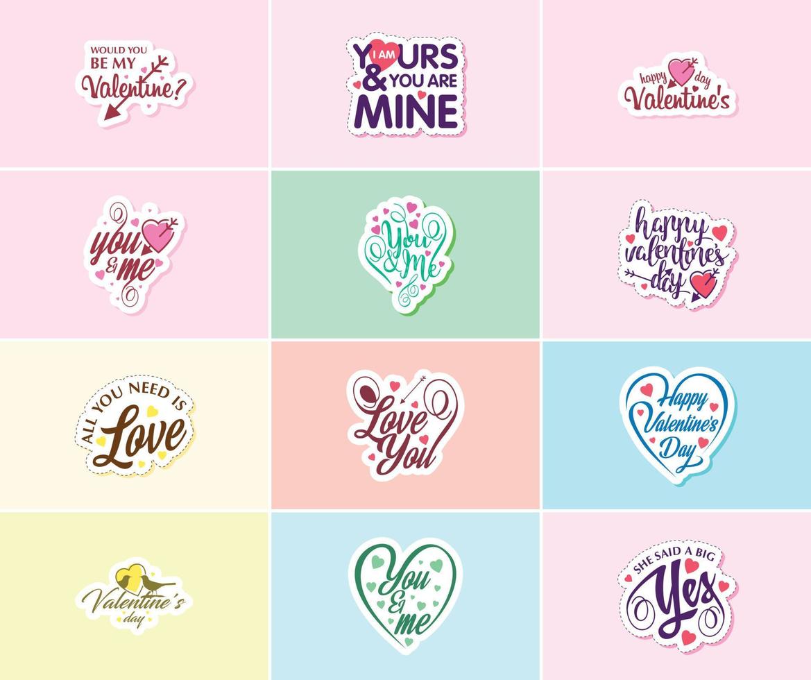 Celebrating Love on Valentine's Day with Stunning Design Stickers vector