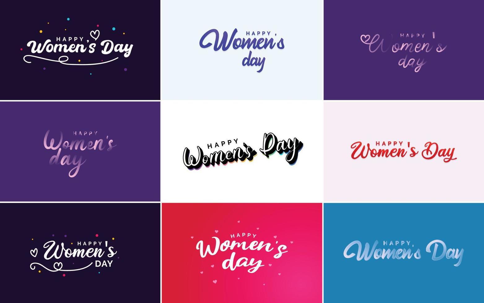 Happy Women's Day typography design with a pastel color scheme and a geometric shape vector illustration