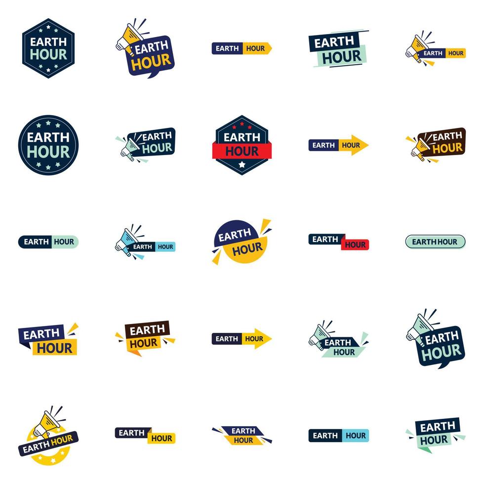 Earth Hour Bundle 25 Fully Editable Vector Designs for Sustainability Advocates