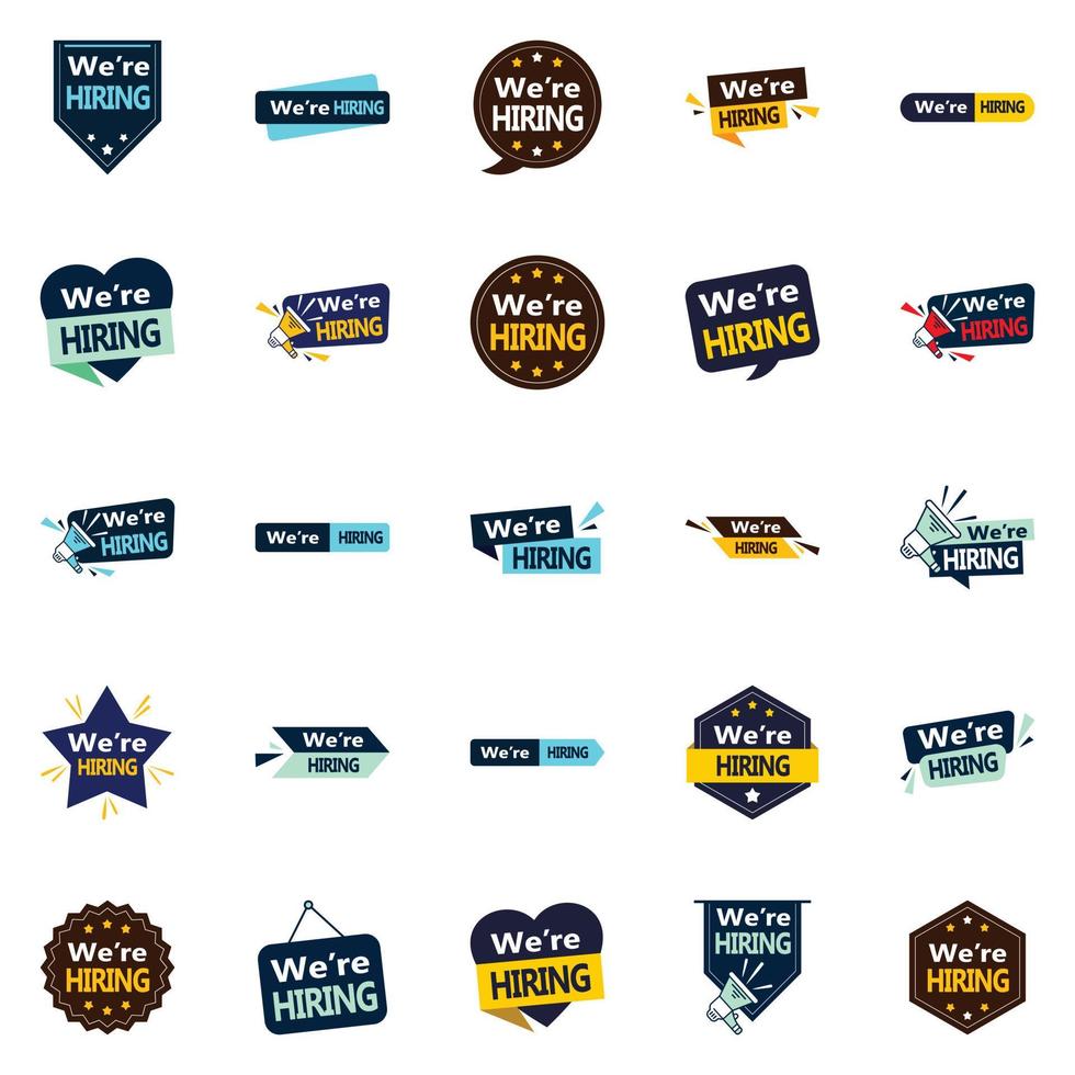 We're Hiring 25 Unique Vector Designs for your recruitment needs