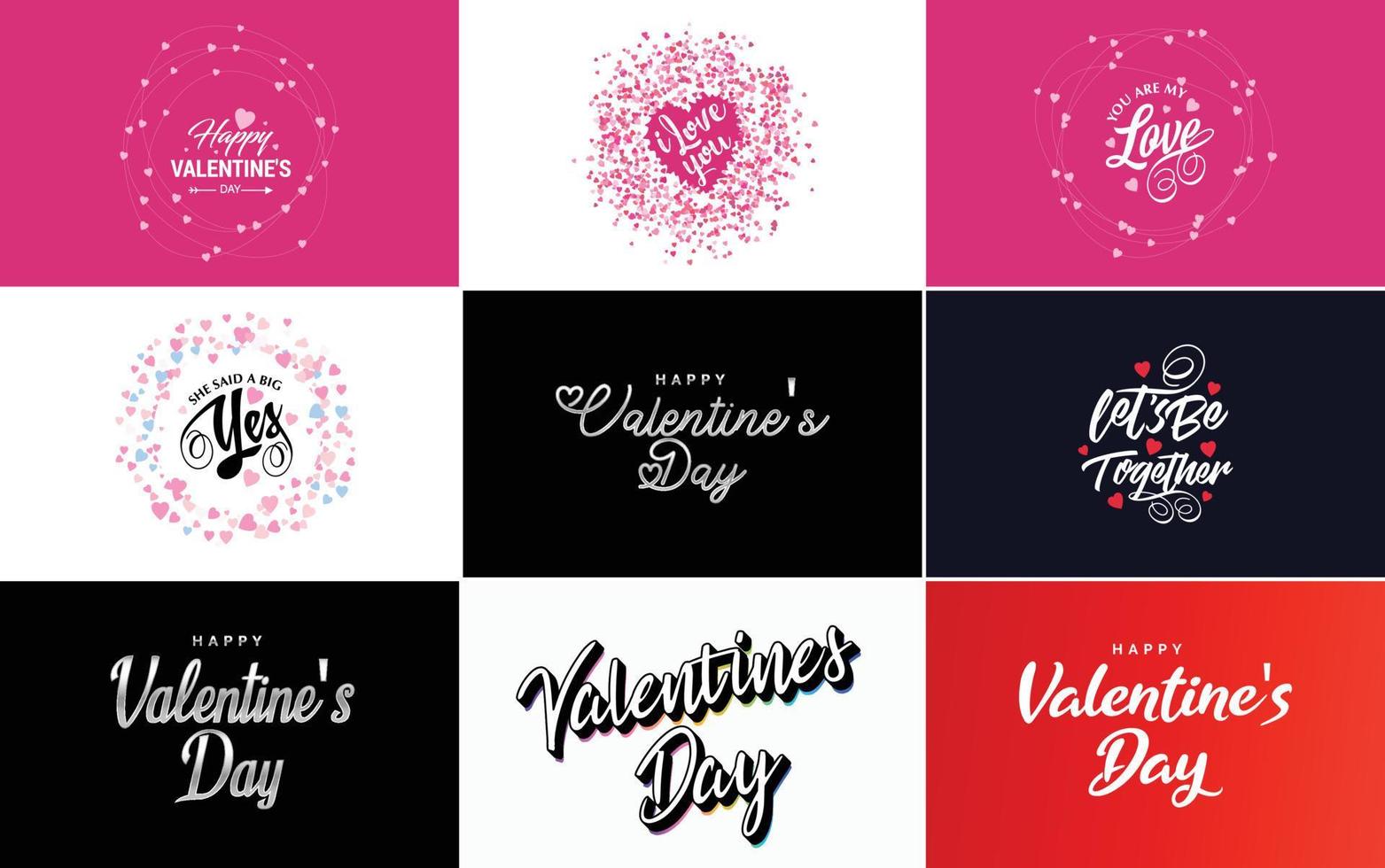 Happy Valentine's Day greeting card template with a romantic theme and a red color scheme vector