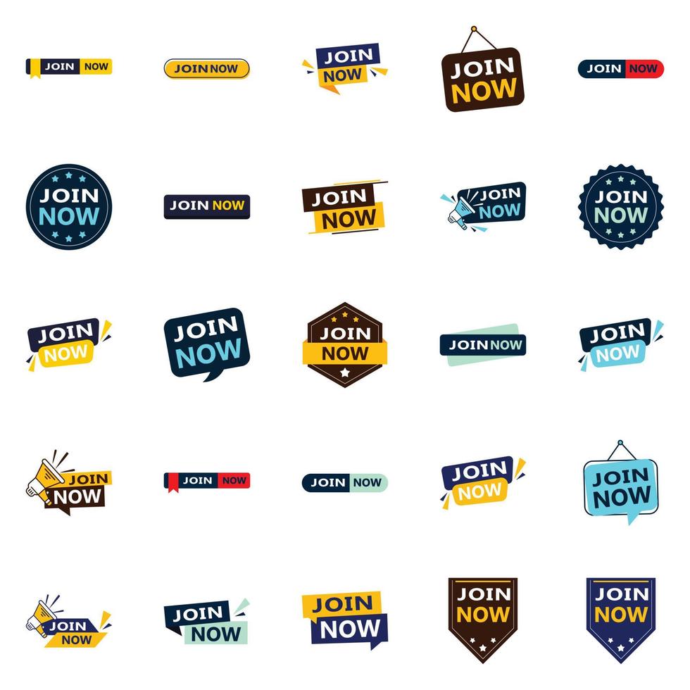 Be a part 25 Eye catching Typographic Banners for joining vector