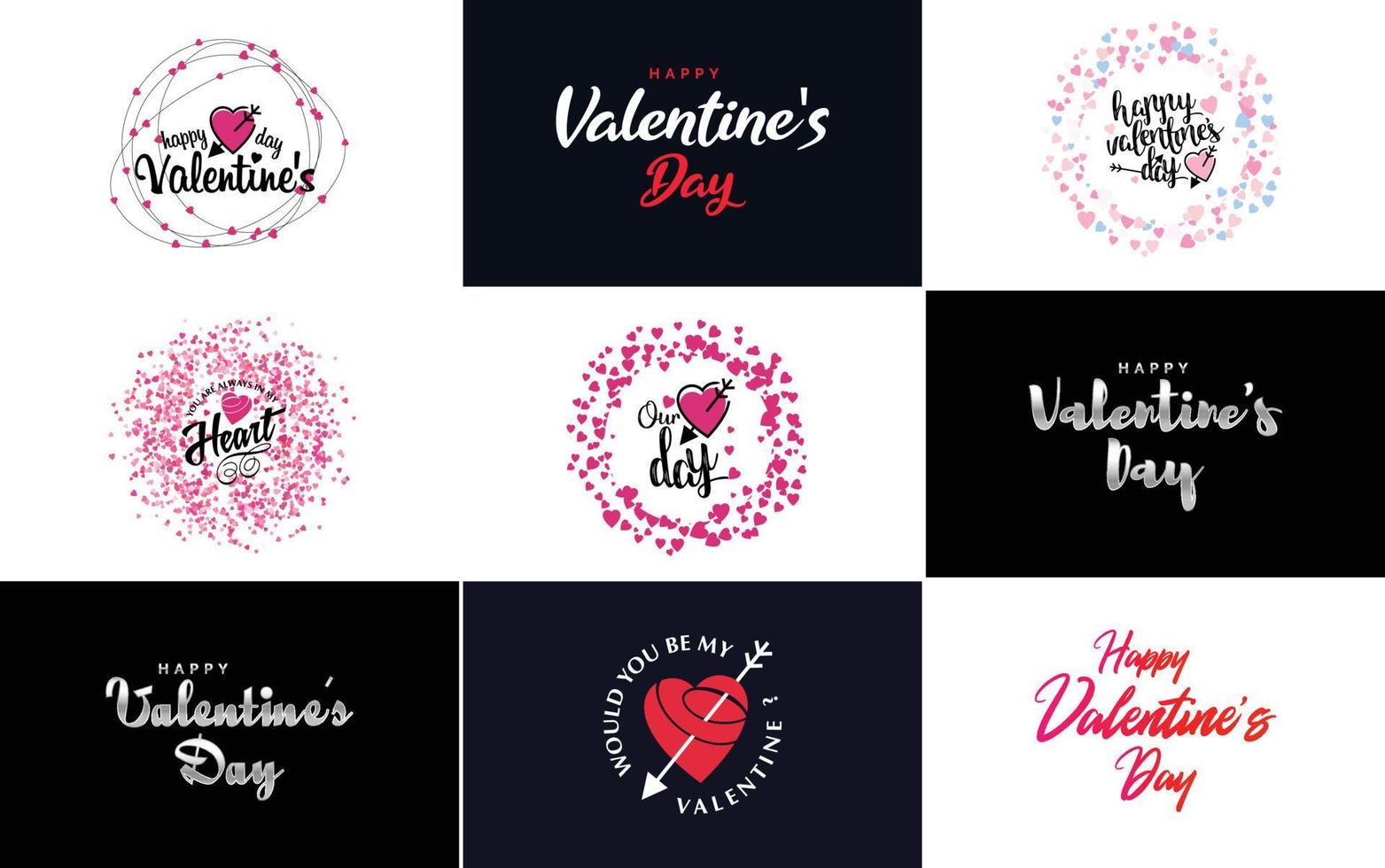 Happy Valentine's Day greeting card template with a floral theme and a red and pink color scheme vector