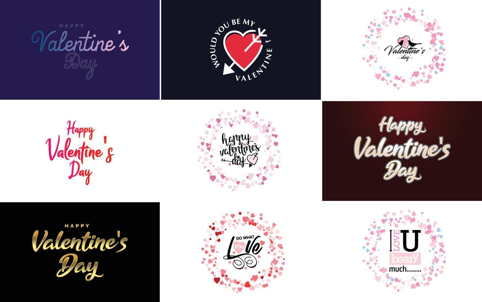 Hand-drawn black lettering Valentine's Day and pink hearts on white background vector illustration suitable for use in design of cards. banners. logos. flyers. labels. icons. badges. and stickers