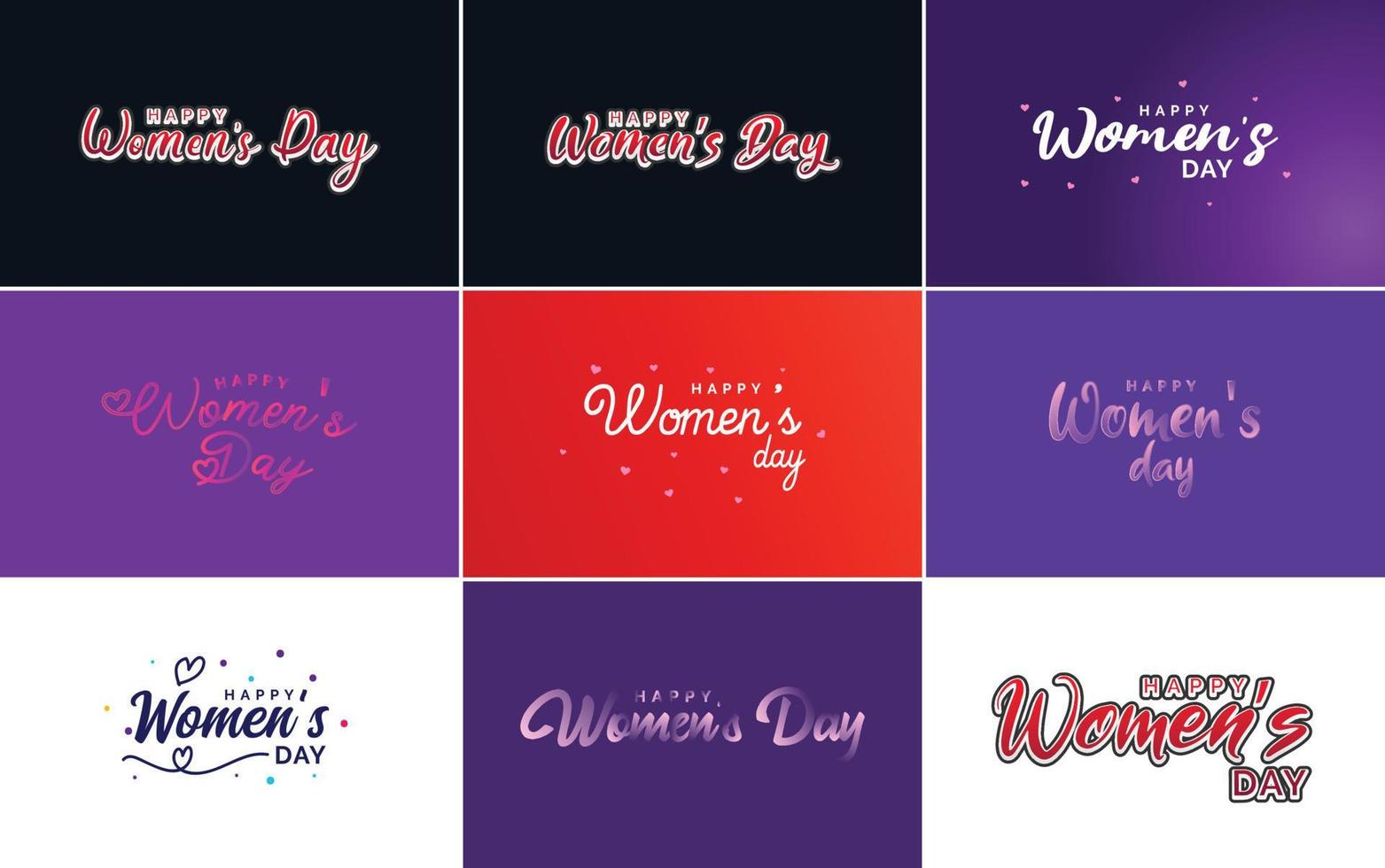 Happy Women's Day typography design with a pastel color scheme and a geometric shape vector illustration