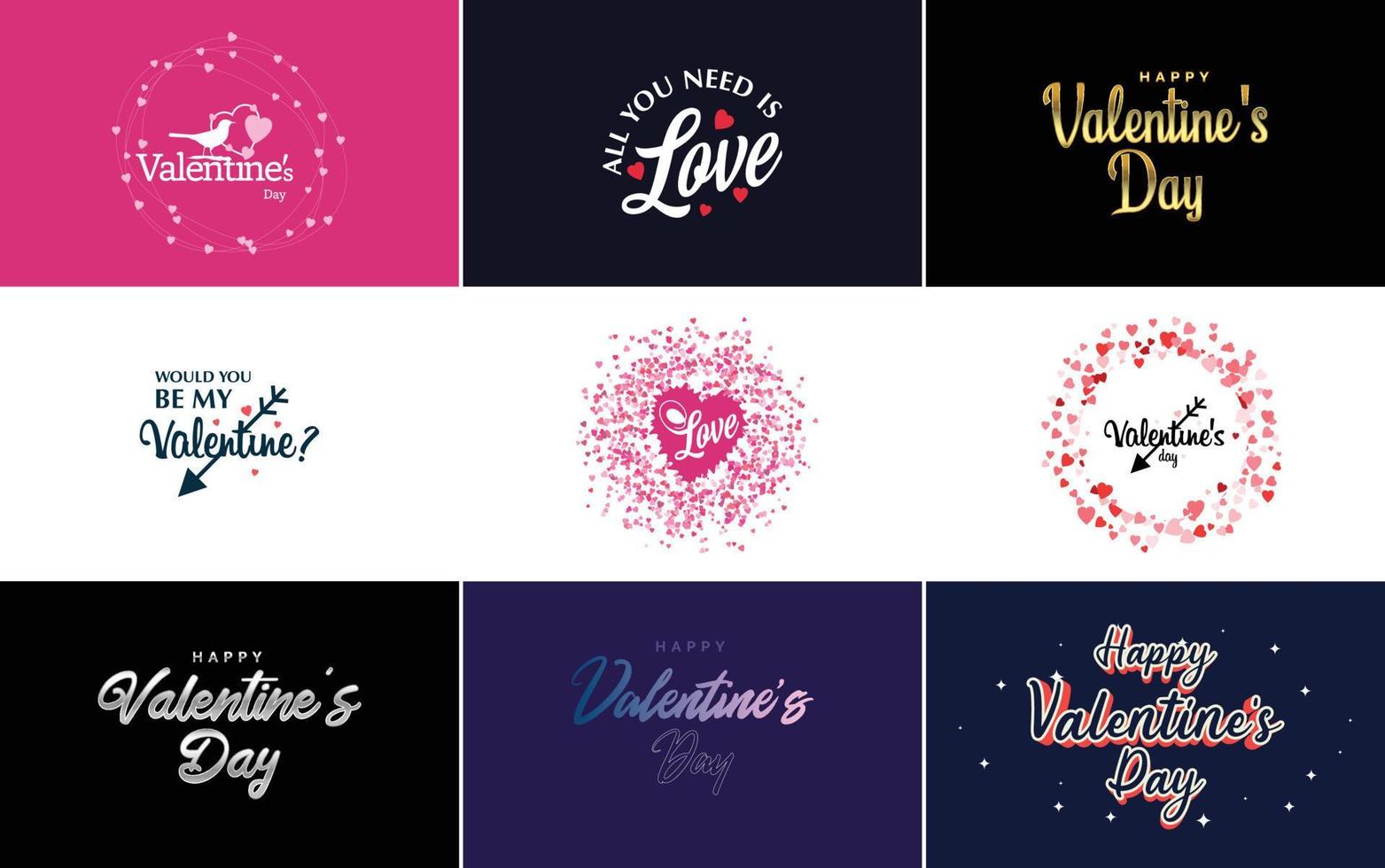 diseño de arte de palabras de amor con un fondo degradado en forma de corazón vector