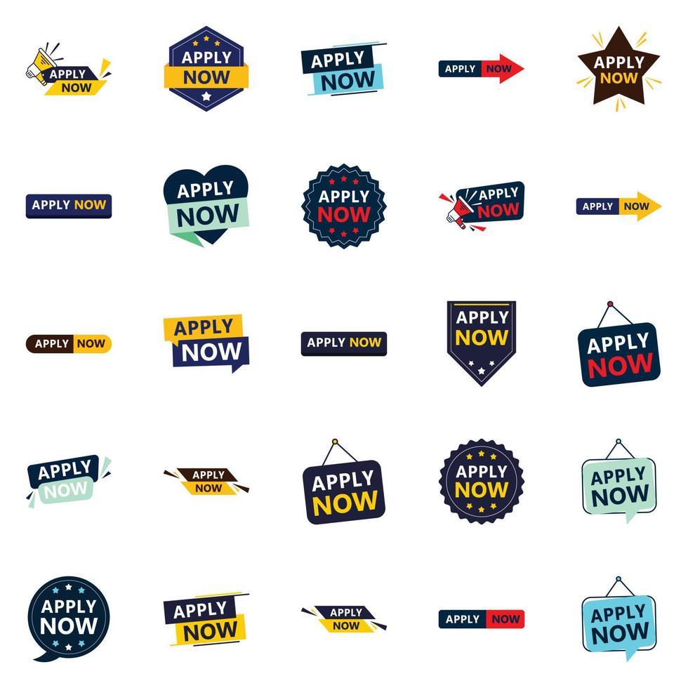 Grab Customers Attention with Our Pack of 25 Apply Now Banners vector