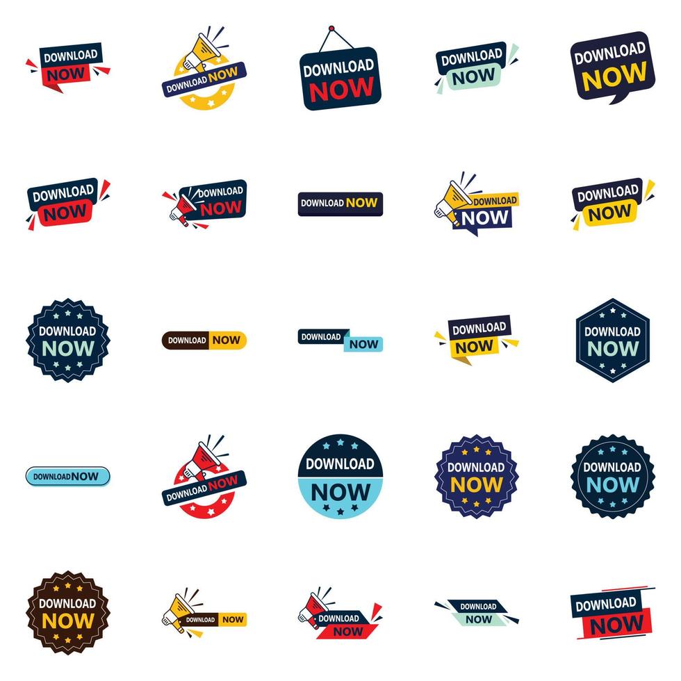 Download now banner pack 25 different styles vector