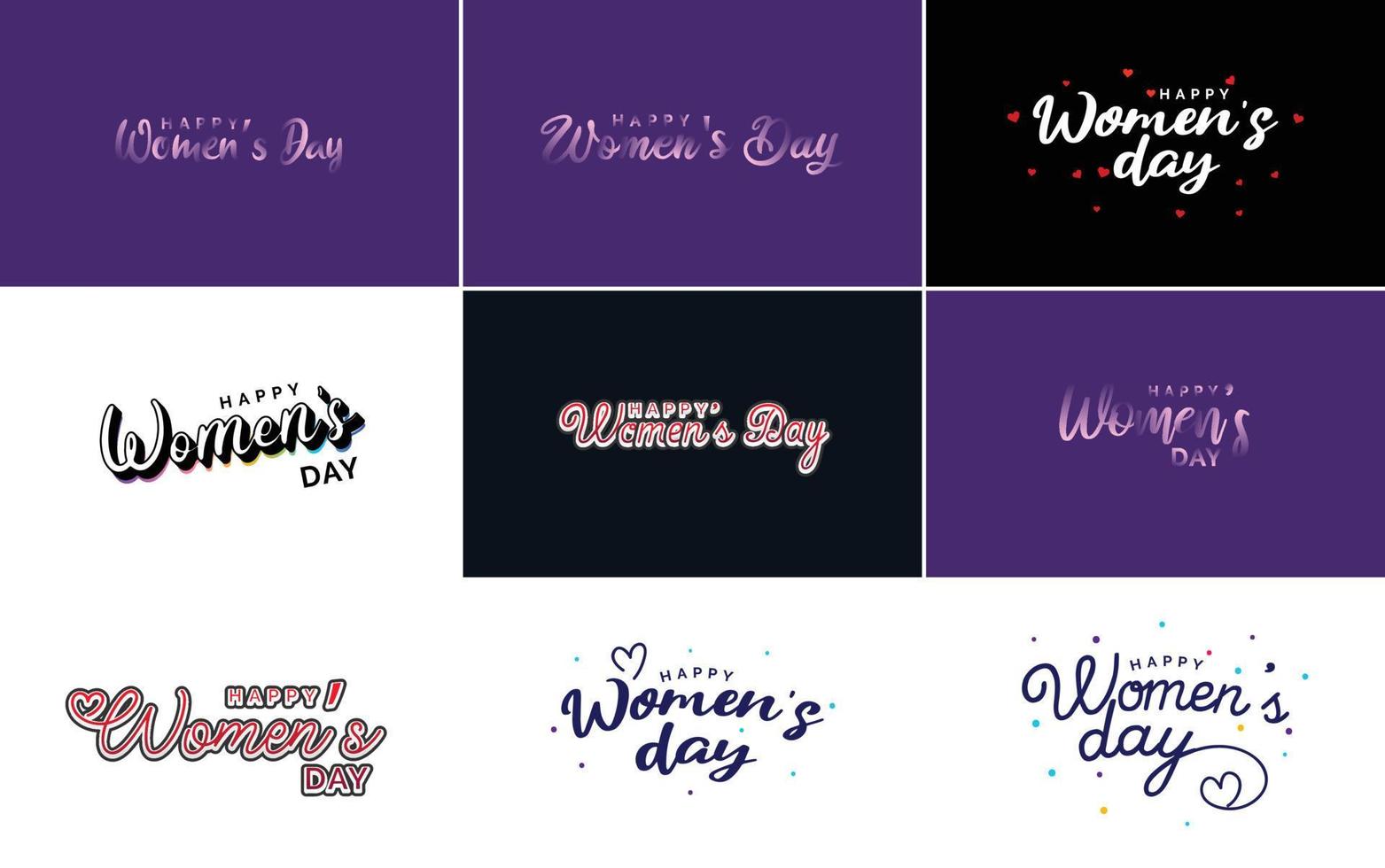 Abstract Happy Women's Day logo with a love vector design in pink. red. and black colors