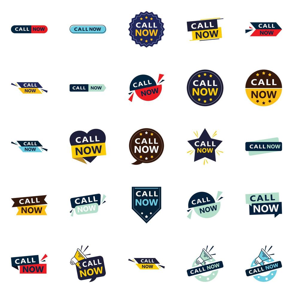 25 Professional Typographic Designs for a refined calling message Call Now vector