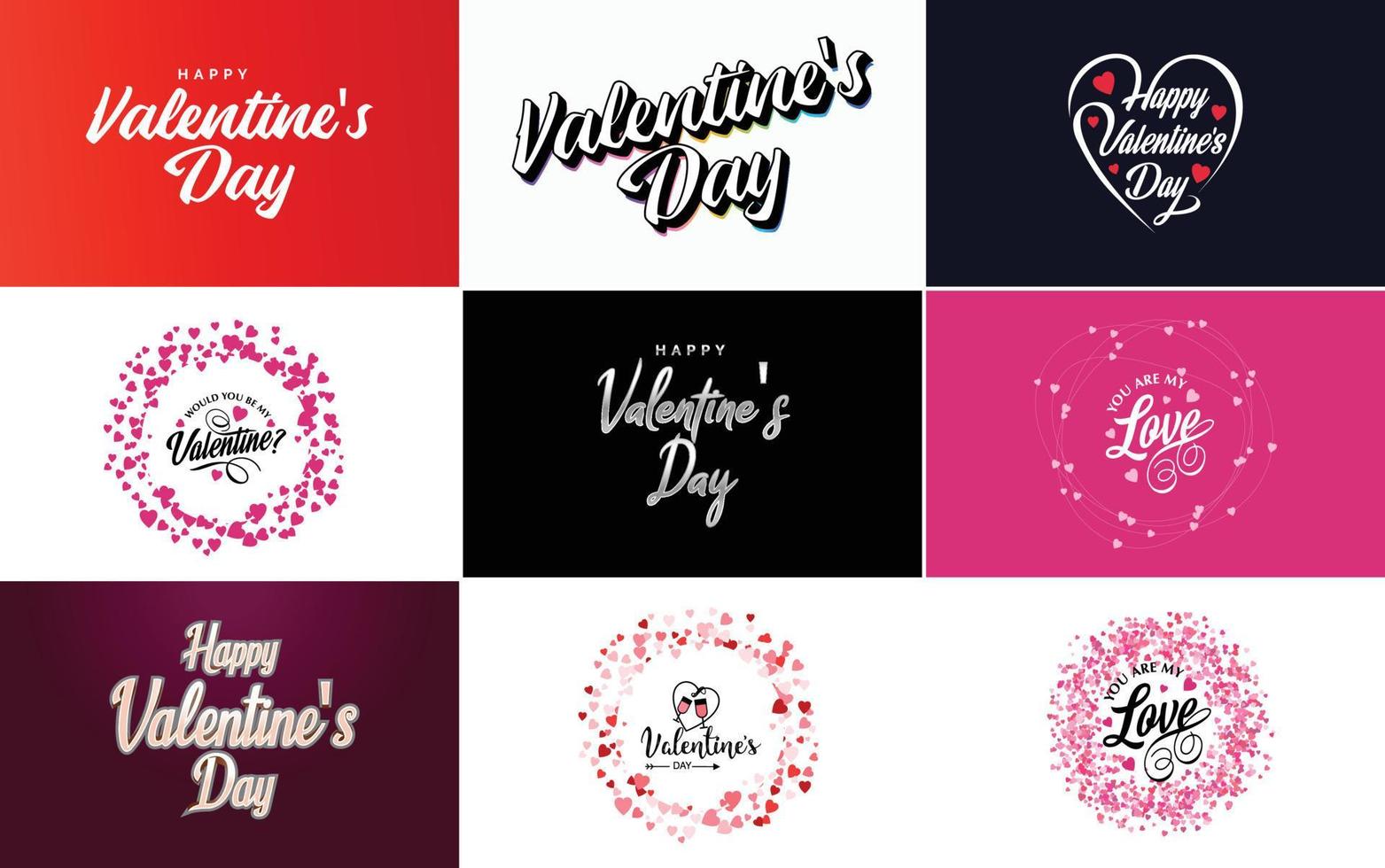 Happy Valentine's Day typography poster with handwritten calligraphy text. isolated on white background vector illustration