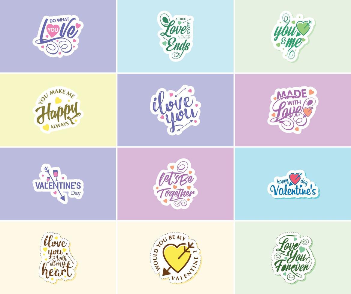 Saying I Love You with Beautiful Valentine's Day Design Stickers vector