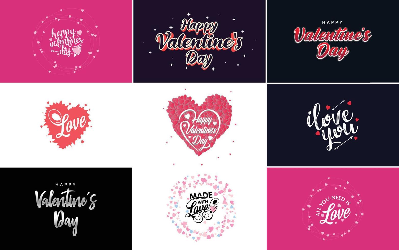 paquete de etiquetas de san valentín de diseño plano rojo vector