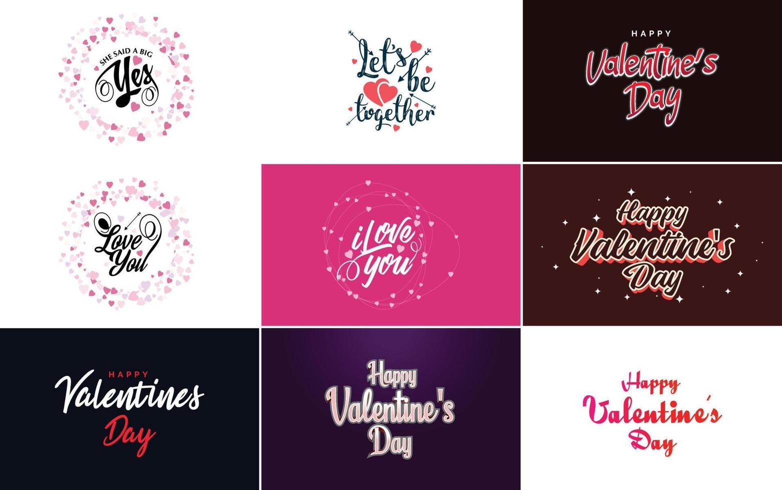 Happy Valentine's Day greeting card template with a cute animal theme and a pink color scheme vector