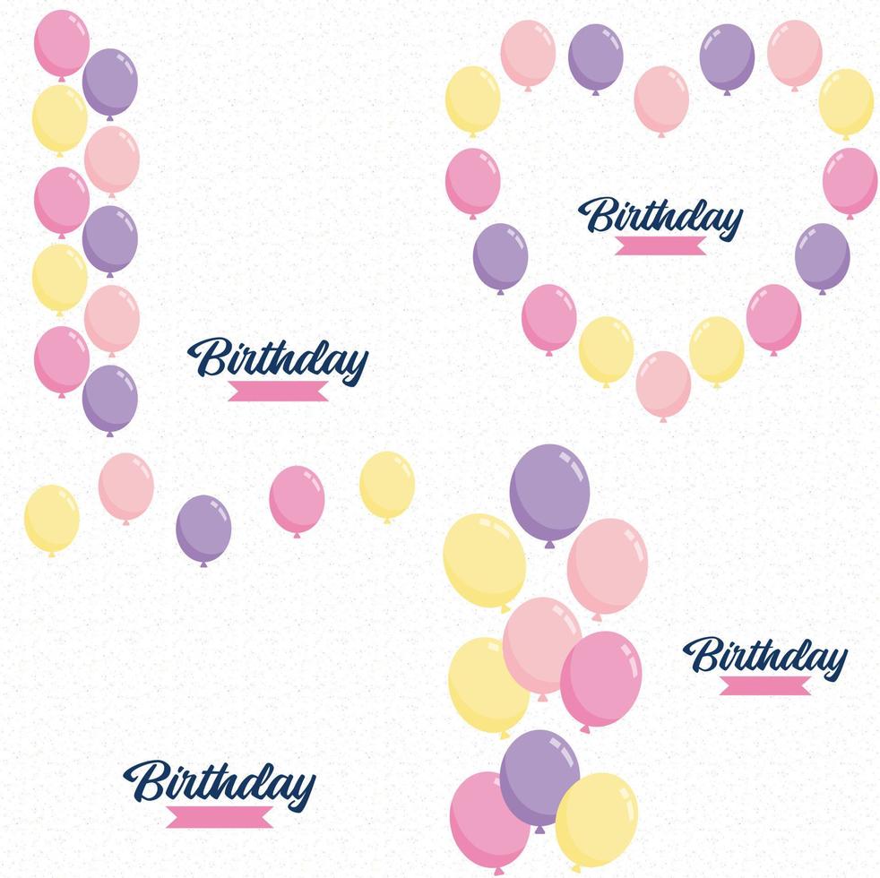 Happy Birthday text with a floral wreath and watercolor background vector