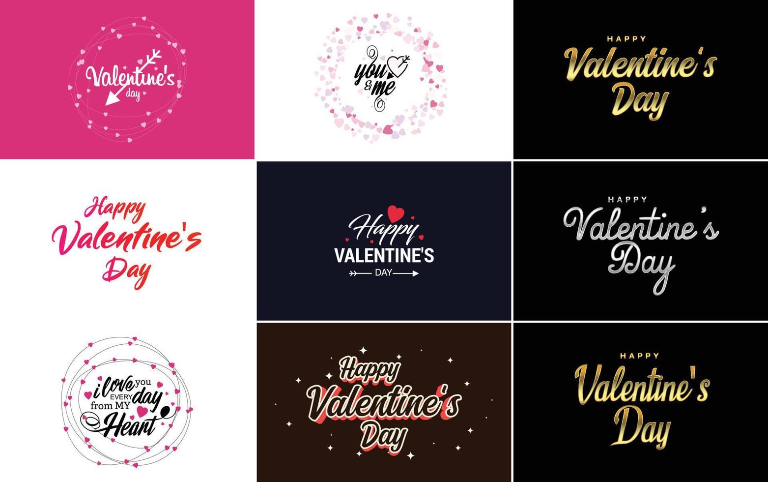 Happy Valentine's Day greeting card template with a cute animal theme and a pink color scheme vector