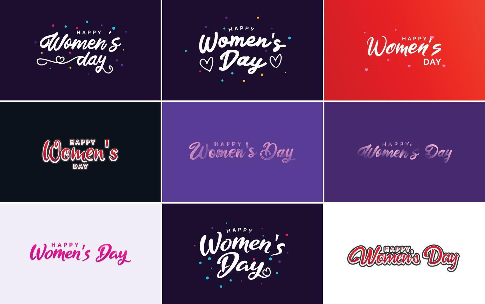 Set of cards with International Women's Day logo and a bright. colorful design vector