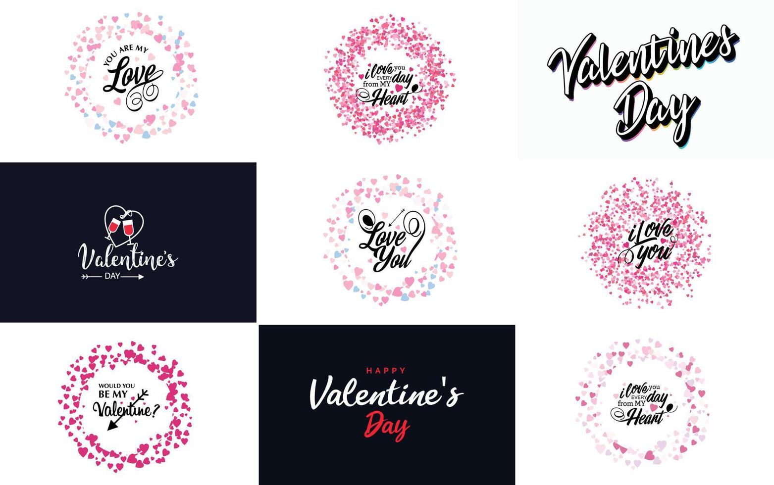 Happy Valentine's Day hand lettering calligraphy text and heart. isolated on white background vector illustration