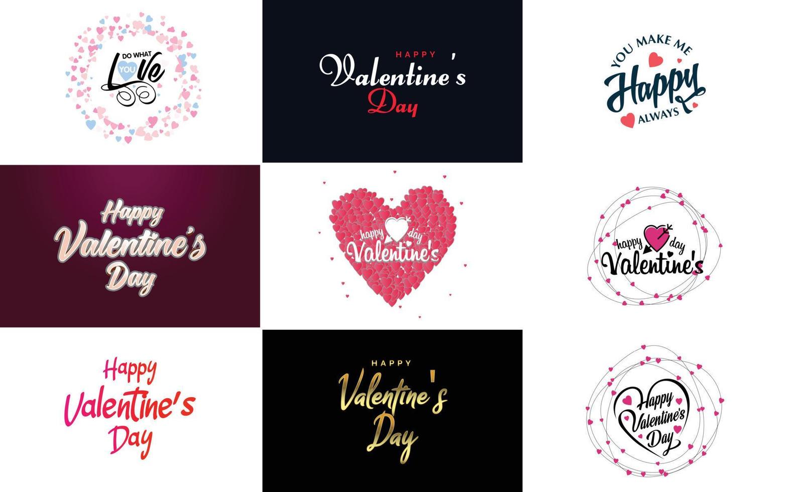 Vector illustration of a heart-shaped wreath with Happy Valentine's Day text