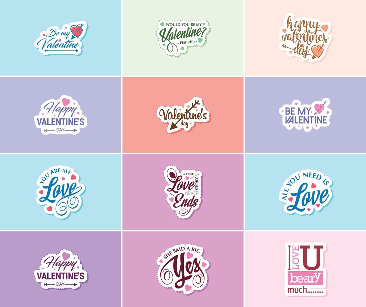 Celebrating Love on Valentine's Day with Stunning Design Stickers vector