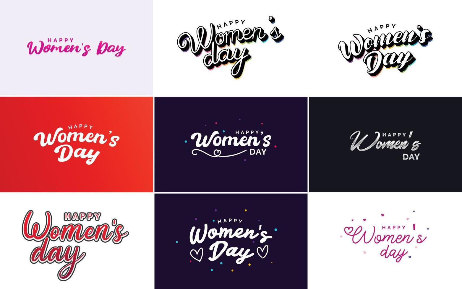 March 8th typographic design set with Happy Women's Day text vector