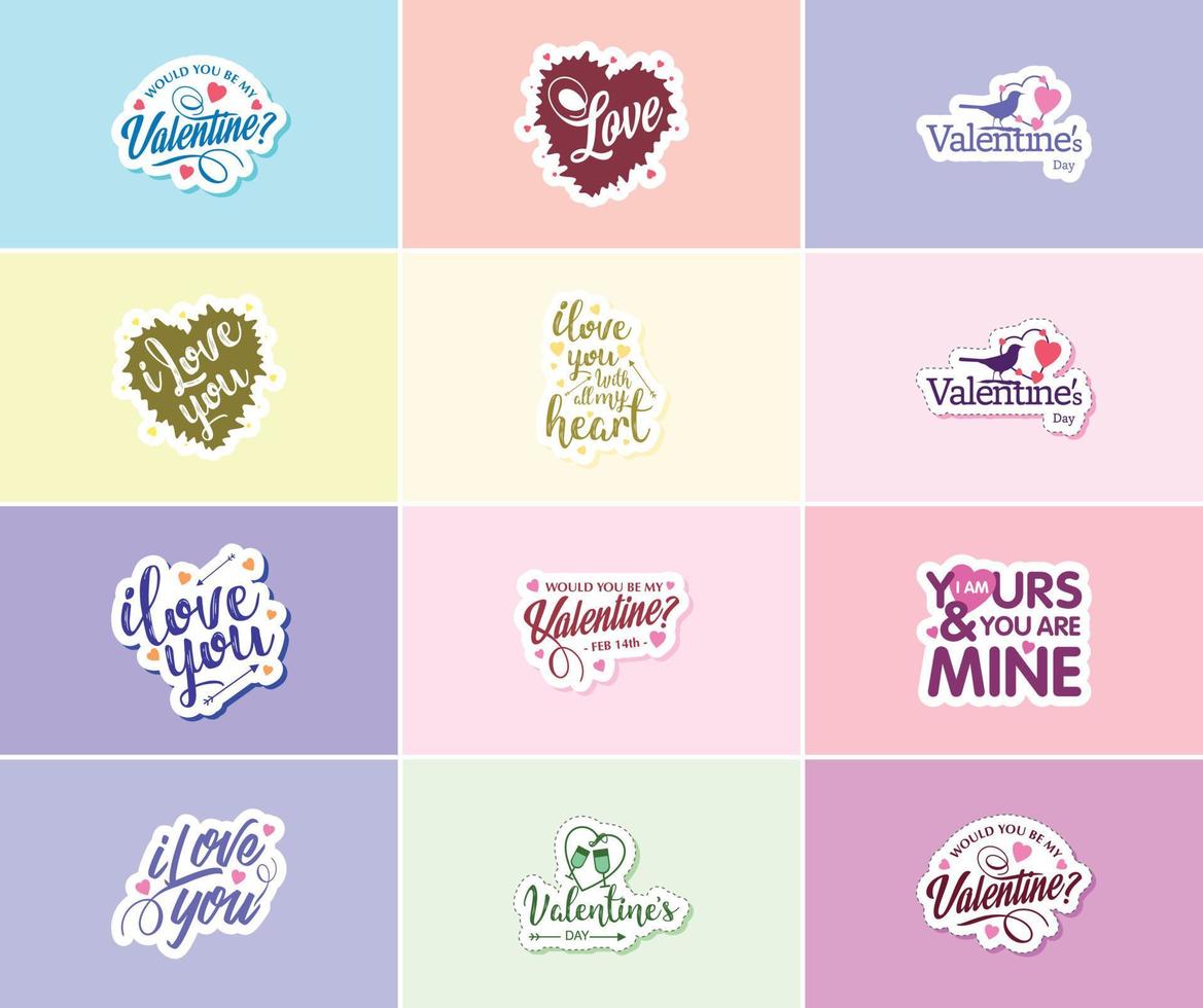 Saying I Love You with Beautiful Valentine's Day Design Stickers vector