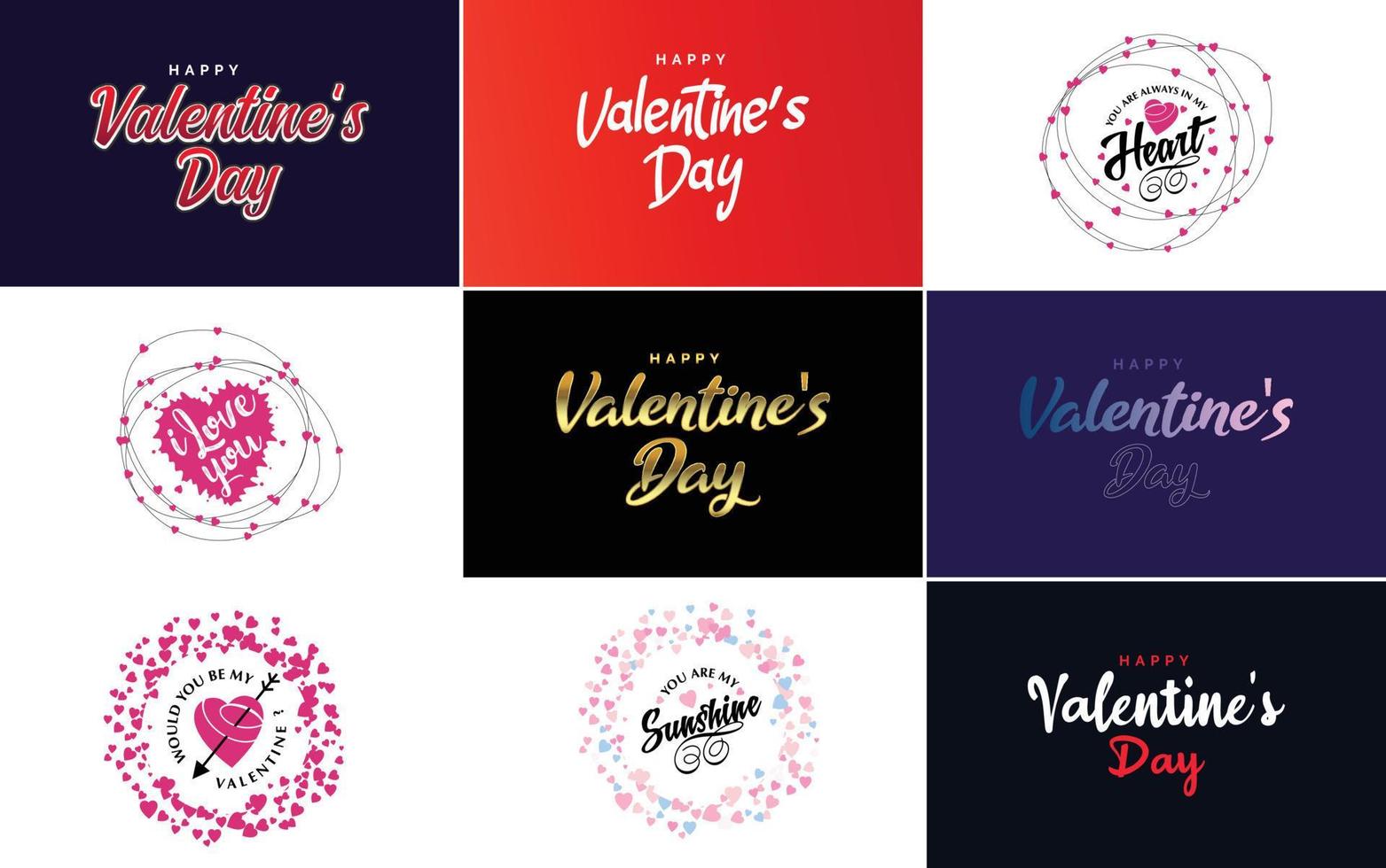Happy Valentine's Day hand lettering calligraphy text and heart. isolated on white background vector illustration