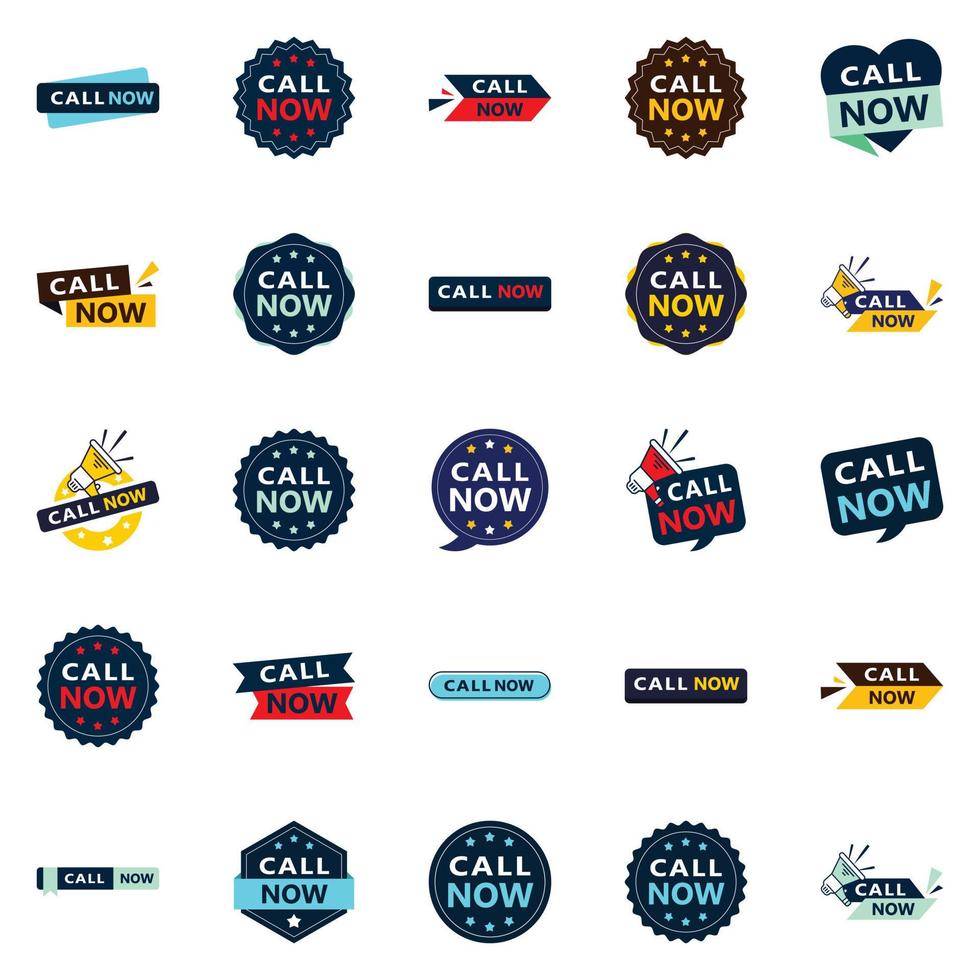 25 High quality Typographic Designs for a premium call to action campaign Call Now vector