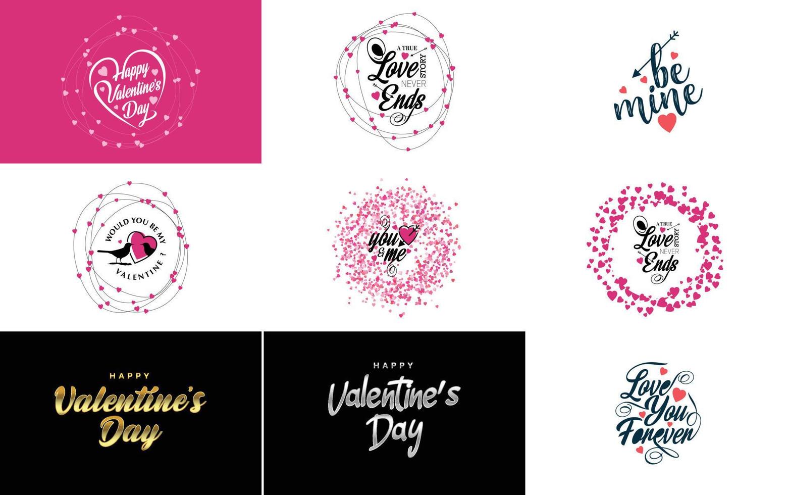 Happy Valentine's Day typography poster with handwritten calligraphy text. isolated on white background vector illustration