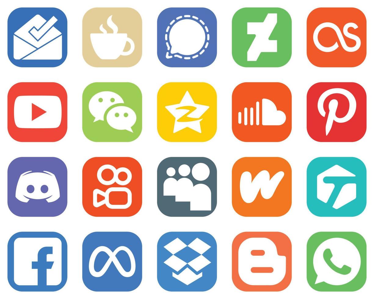 20 Versatile Social Media Icons such as sound. lastfm. tencent and messenger icons. Modern Gradient Icon Set vector